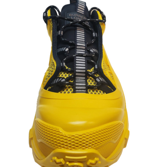 Burberry Mens  Shoes Authur Story 152 Italian Leather Sneakers Neon Yell… - Picture 2 of 9